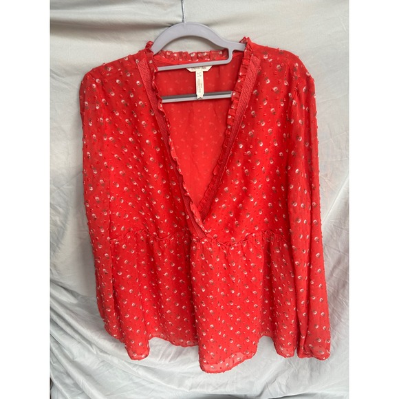 Matilda Jane Tops - Matilda Jane "Must Be Love" Let's Go Together Large V-Neck Blouse
